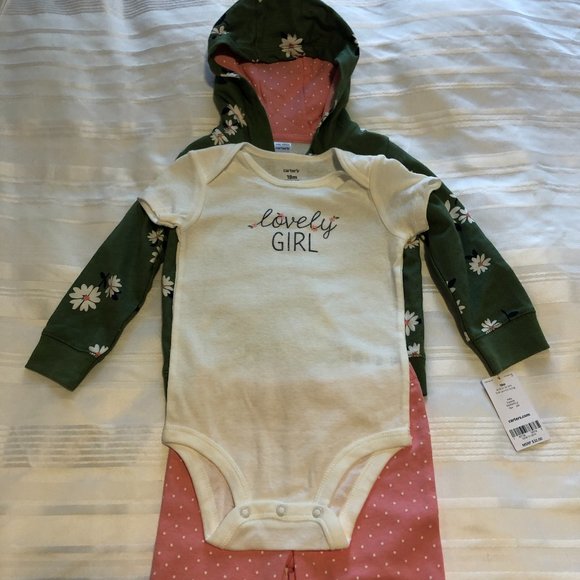 NWT Adorable Carter's "Lovely Girl" 3-Piece Set - Picture 3 of 4